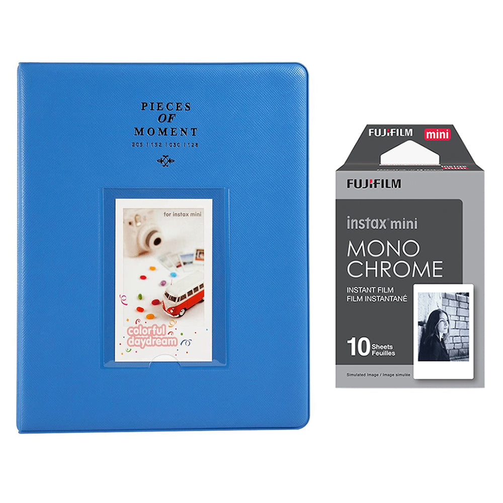 Fujifilm Instax Mini 10X1 Monochrome Instant Film With 128-sheet Album for mini film (cobalt blue)