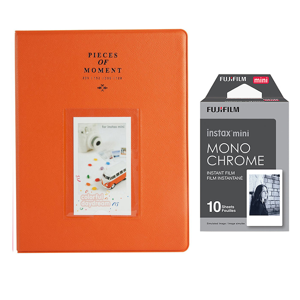 Fujifilm Instax Mini 10X1 Monochrome Instant Film With 128-sheet Album for mini film (orange)