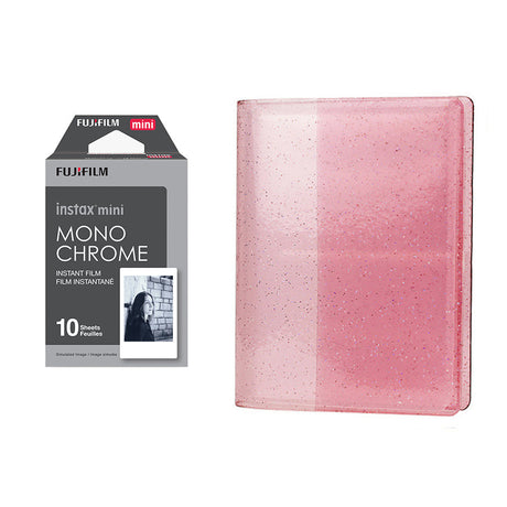 Fujifilm Instax Mini 10X1 Monochrome Instant Film with 64-Sheets Album For Mini Film 3 inch Blush pink