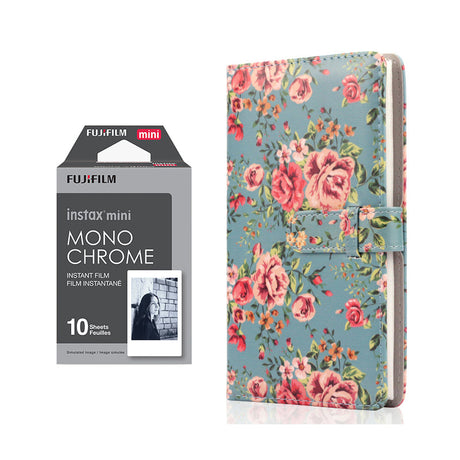 Fujifilm Instax Mini 10X1 Monochrome Instant Film with 96-sheet Album for mini film Blue rose