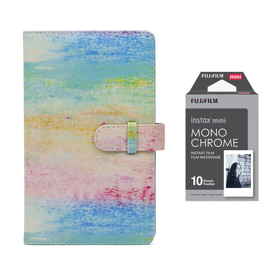 Fujifilm Instax Mini 10X1 Monochrome Instant Film with 96-sheet Album for mini film (Watercolor)