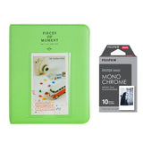 Fujifilm Instax Mini 10X1 Monochrome Instant Film with Instax Time Photo Album 64 Sheets Lime green