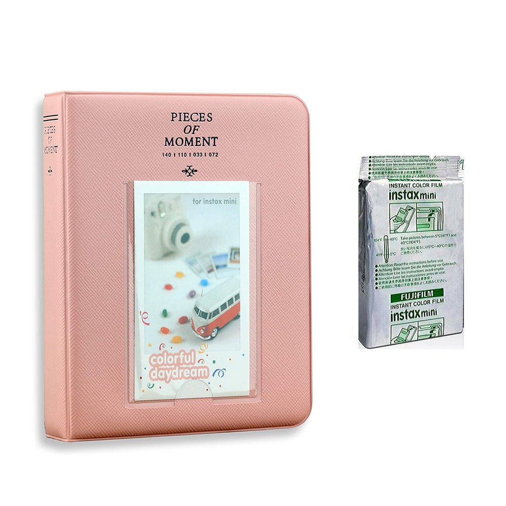 Fujifilm Instax Mini 10X1 Monochrome Instant Film with Instax Time Photo Album 64 Sheets Blush pink