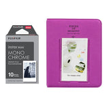 Fujifilm Instax Mini 10X1 Monochrome Instant Film with Instax Time Photo Album 64 Sheets (grape purple)