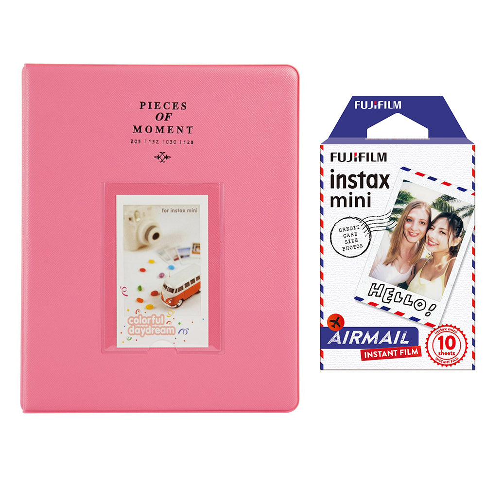 Fujifilm Instax Mini 10X1 airmail Instant Film With 128-sheet Album for mini film Flamingo pink