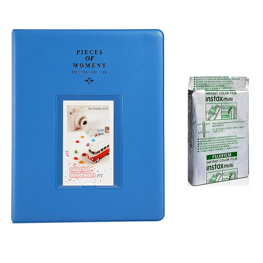 Fujifilm Instax Mini 10X1 airmail Instant Film With 128-sheet Album for mini film Cobalt blue