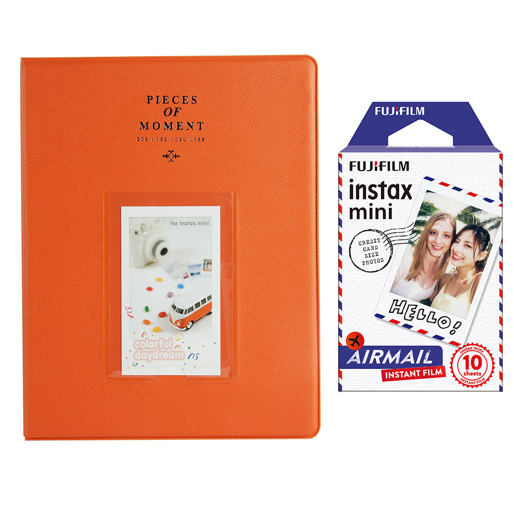 Fujifilm Instax Mini 10X1 airmail Instant Film With 128-sheet Album for mini film Orange
