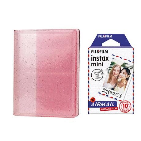 Fujifilm Instax Mini 10X1 airmail Instant Film with 64-Sheets Album For Mini Film 3 inch Blush pink