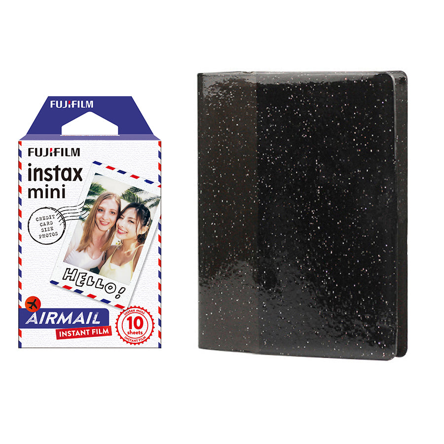 Fujifilm Instax Mini 10X1 airmail Instant Film with 64-Sheets Album For Mini Film 3 inch Charcoal gray