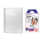 Fujifilm Instax Mini 10X1 airmail Instant Film with 64-Sheets Album For Mini Film 3 inch lce white