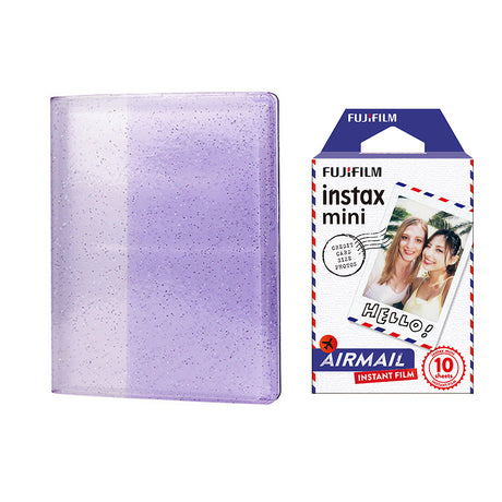 Fujifilm Instax Mini 10X1 airmail Instant Film with 64-Sheets Album For Mini Film 3 inch lilac purple