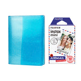 Fujifilm Instax Mini 10X1 airmail Instant Film with 64-Sheets Album For Mini Film 3 inch Sky blue
