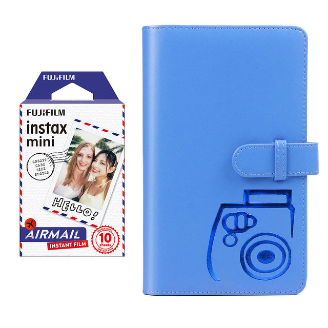 Fujifilm Instax Mini 10X1 airmail Instant Film with 96-sheet Album for mini film Cobalt blue