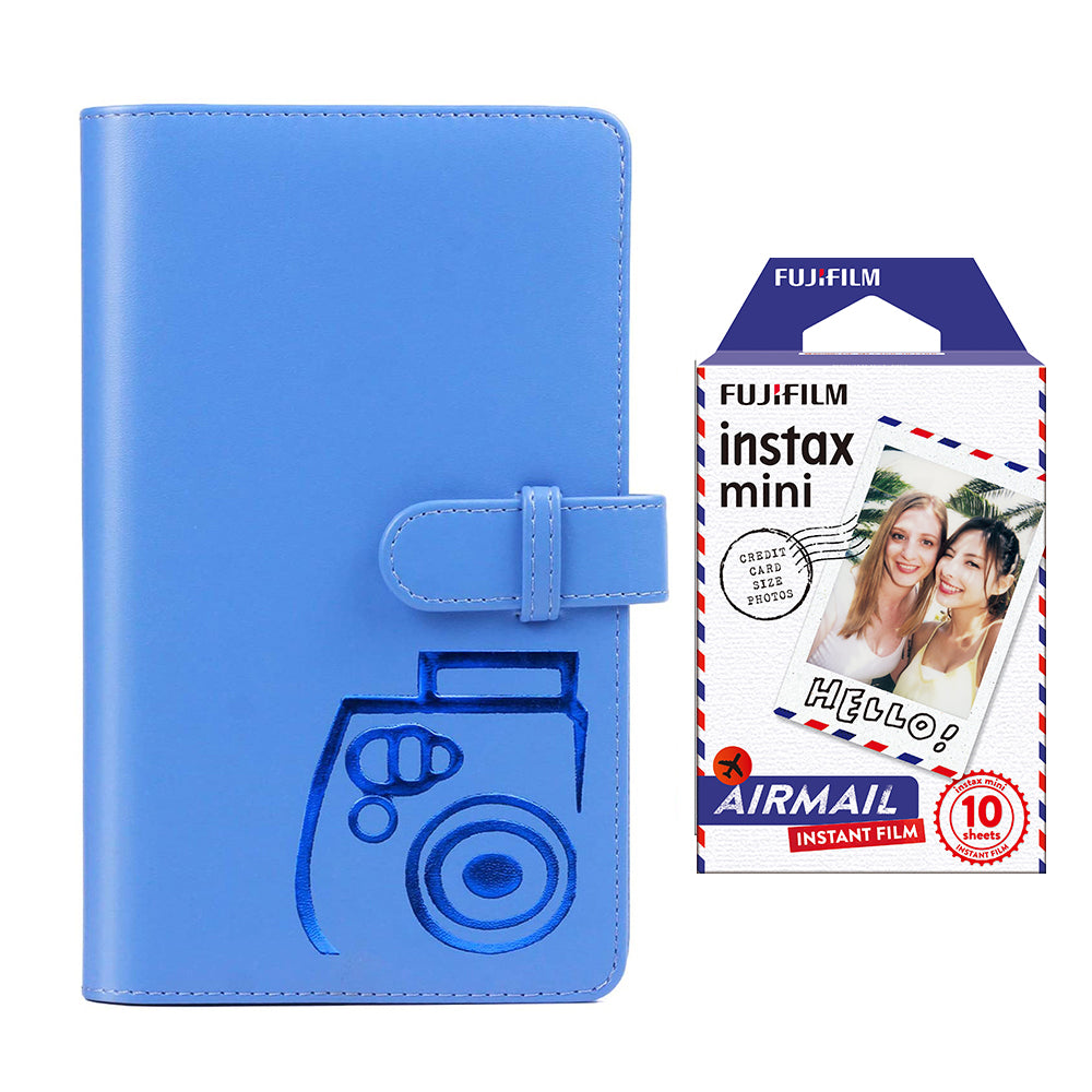 Fujifilm Instax Mini 10X1 airmail Instant Film with 96-sheet Album for mini film Cobalt blue