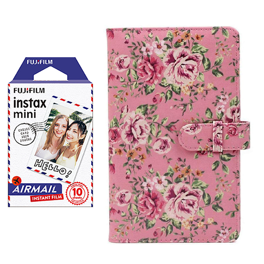 Fujifilm Instax Mini 10X1 airmail Instant Film with 96-sheet Album for mini film Pink rose