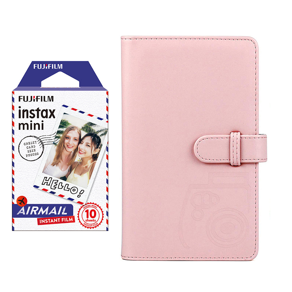 Fujifilm Instax Mini 10X1 airmail Instant Film with 96-sheet Album for mini film Blush pink