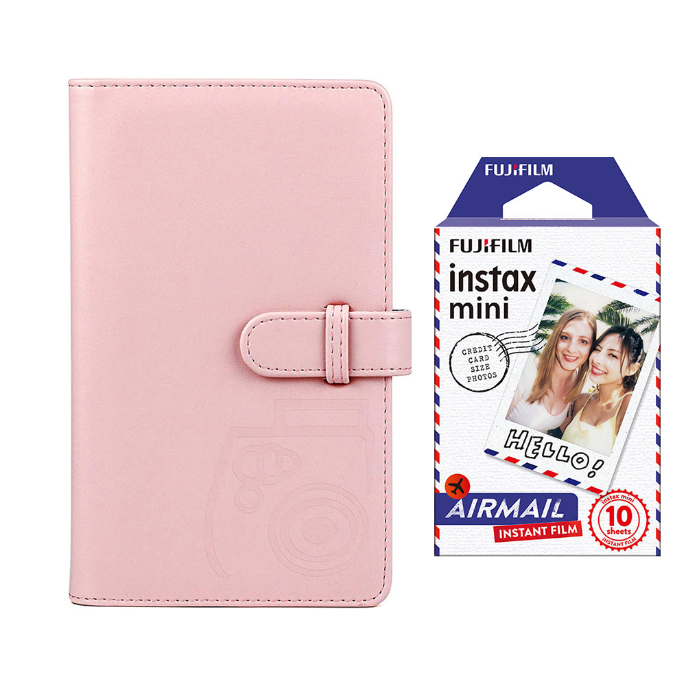 Fujifilm Instax Mini 10X1 airmail Instant Film with 96-sheet Album for mini film (Blush pink)