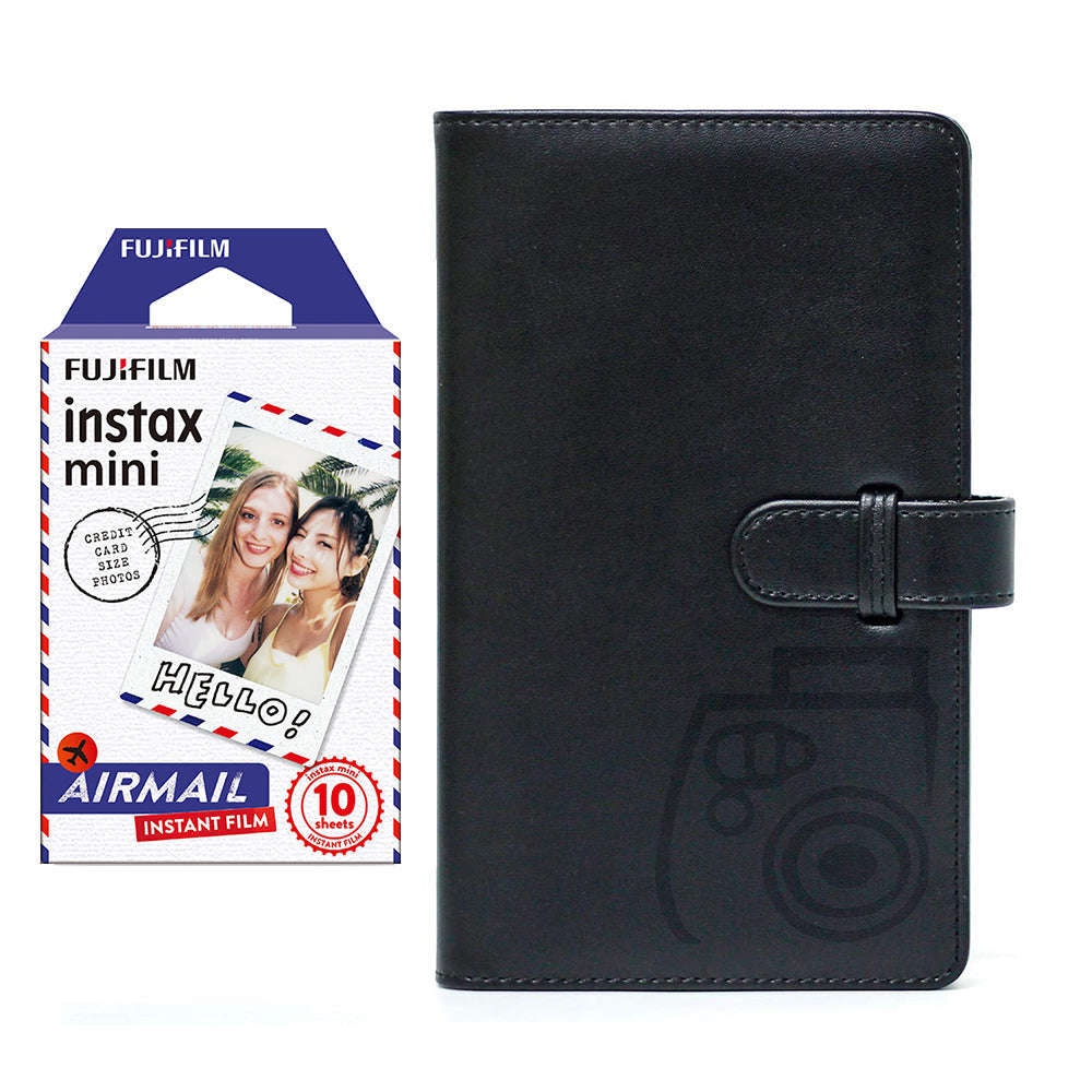 Fujifilm Instax Mini 10X1 airmail Instant Film with 96-sheet Album for mini film (Charcoal gray)