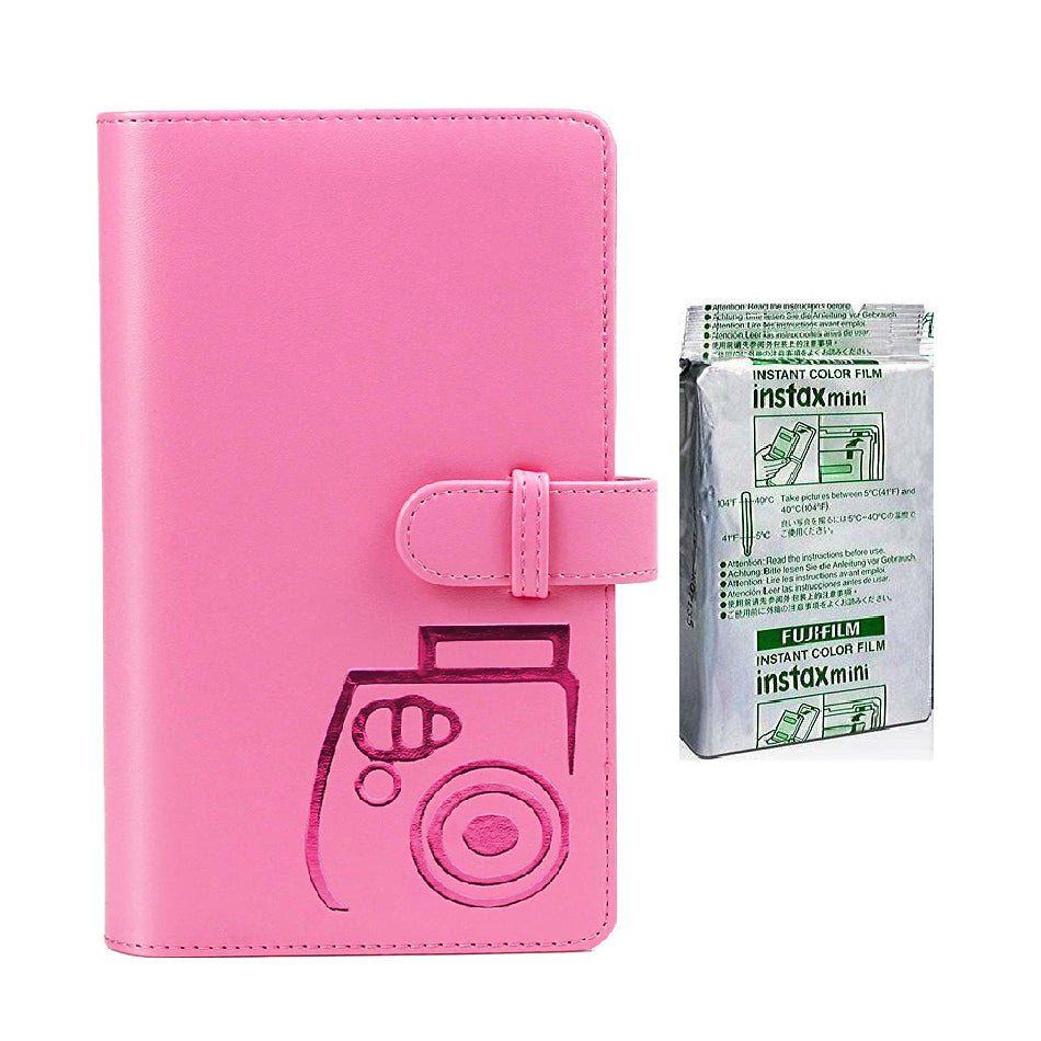 Fujifilm Instax Mini 10X1 airmail Instant Film with 96-sheet Album for mini film Flamingo pink
