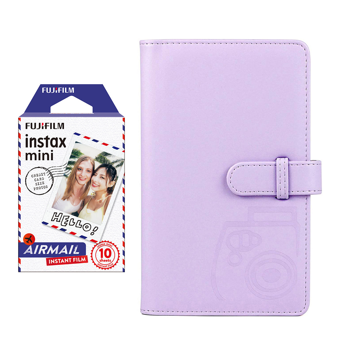 Fujifilm Instax Mini 10X1 airmail Instant Film with 96-sheet Album for mini film (Lilac purple)
