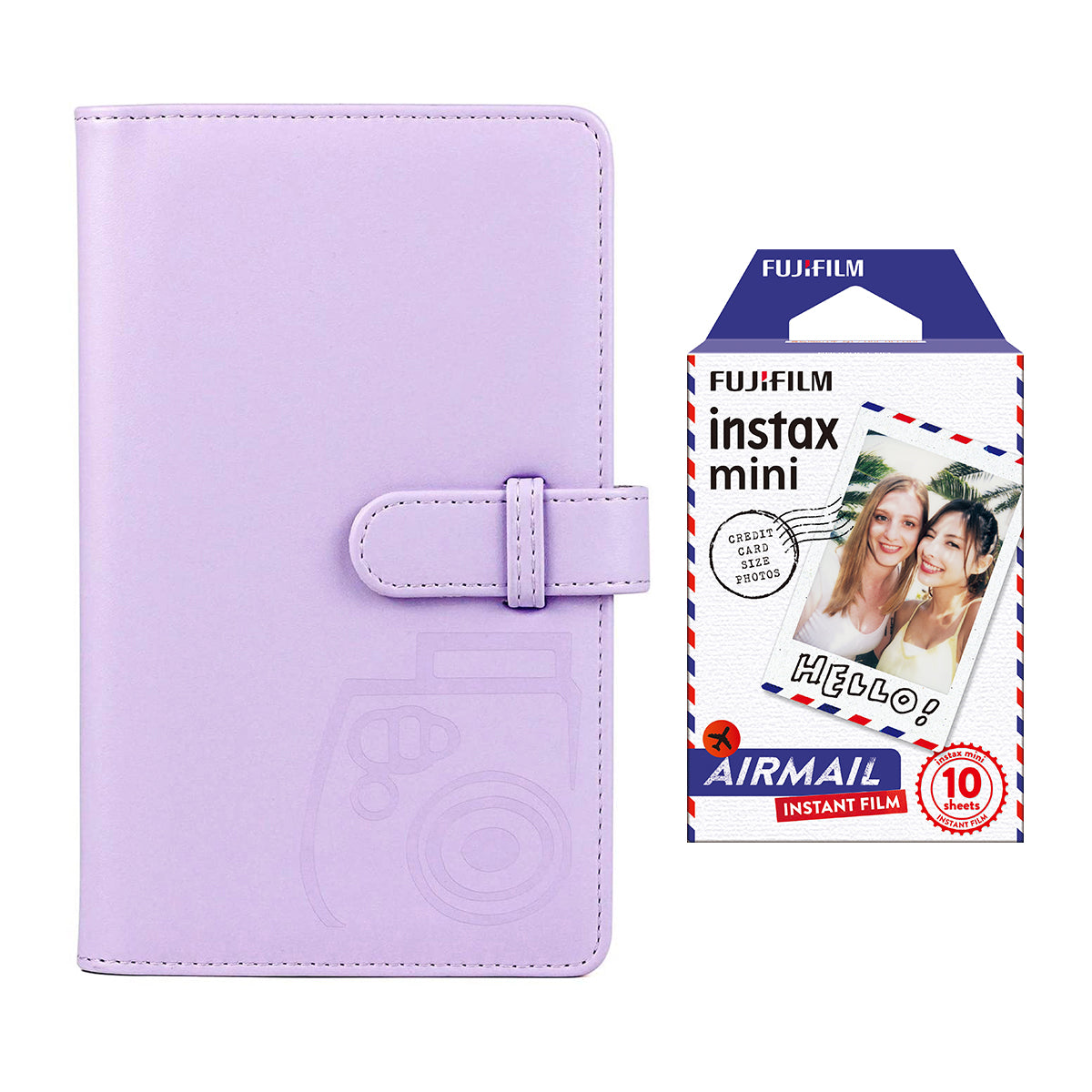 Fujifilm Instax Mini 10X1 airmail Instant Film with 96-sheet Album for mini film Lilac purple