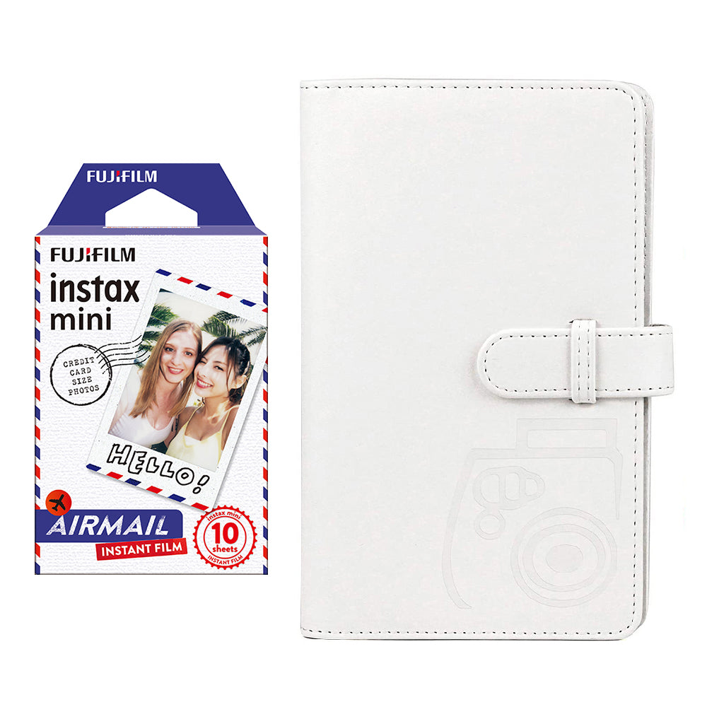 Fujifilm Instax Mini 10X1 airmail Instant Film with 96-sheet Album for mini film lce white