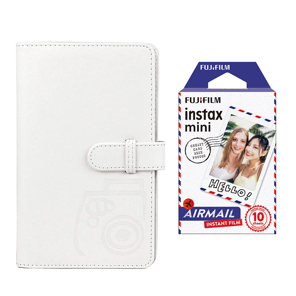 Fujifilm Instax Mini 10X1 airmail Instant Film with 96-sheet Album for mini film lce white