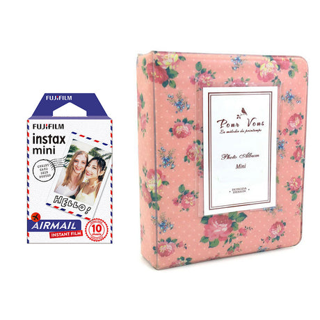 Fujifilm Instax Mini 10X1 airmail Instant Film with Instax Time Photo Album 64 Sheets (Beautiful flower)