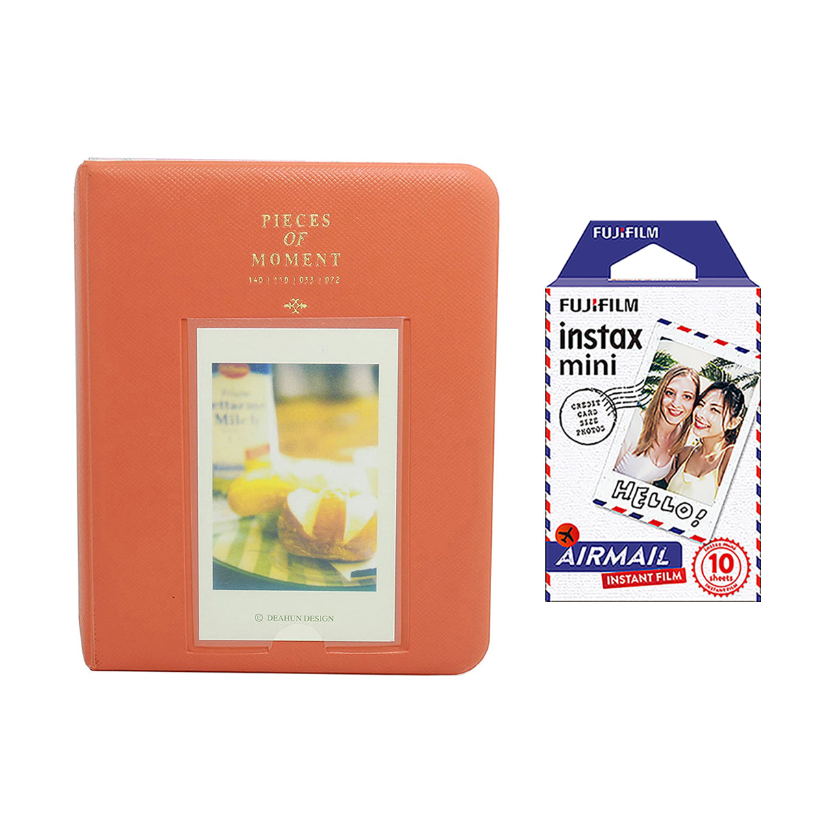 Fujifilm Instax Mini 10X1 airmail Instant Film with Instax Time Photo Album 64 Sheets Orange
