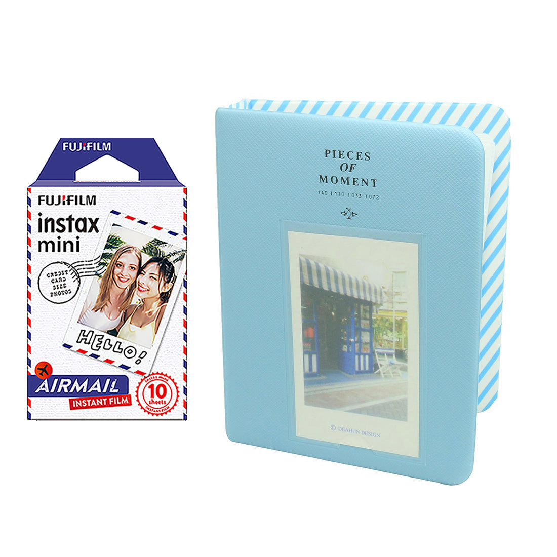 Fujifilm Instax Mini 10X1 airmail Instant Film with Instax Time Photo Album 64 Sheets (Water Blue)