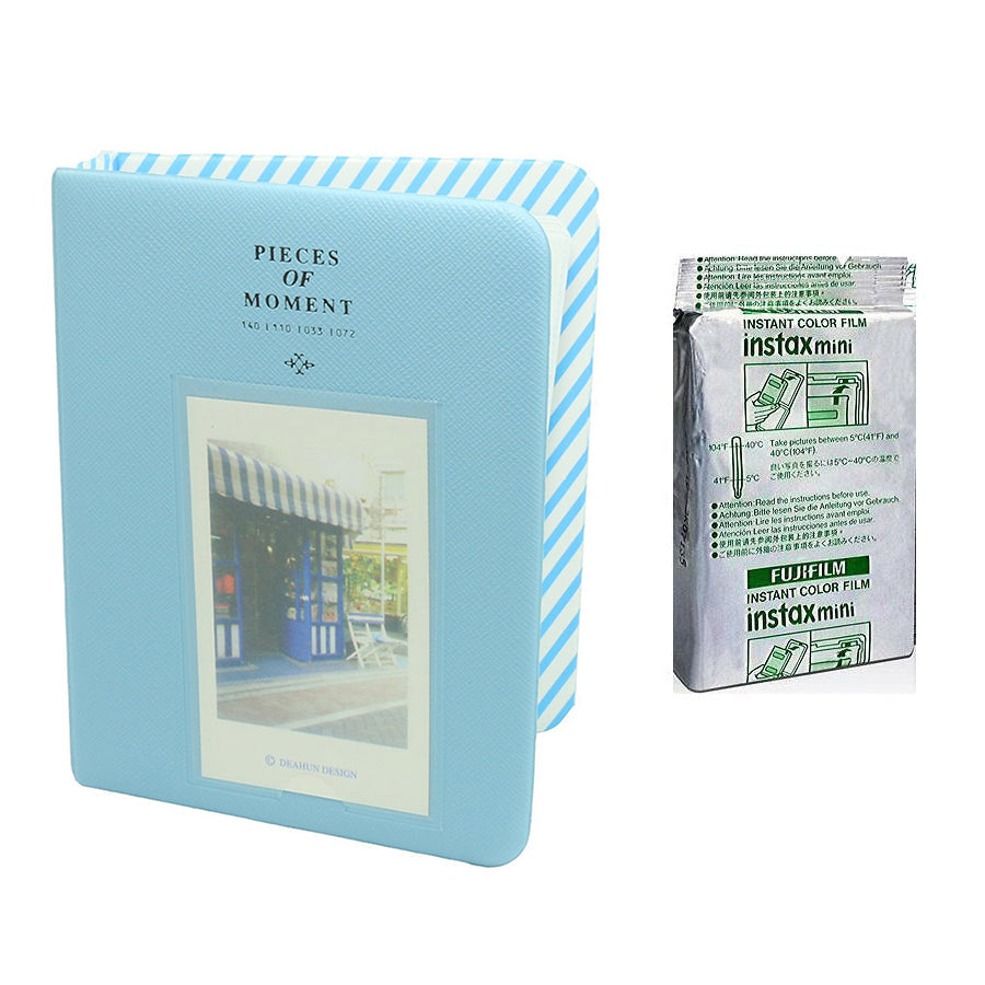 Fujifilm Instax Mini 10X1 airmail Instant Film with Instax Time Photo Album 64 Sheets (Water Blue)