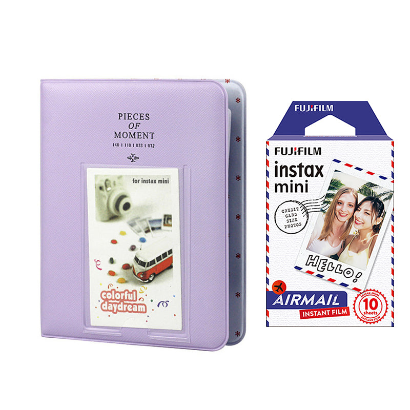 Fujifilm Instax Mini 10X1 airmail Instant Film with Instax Time Photo Album 64 Sheets lilac purple