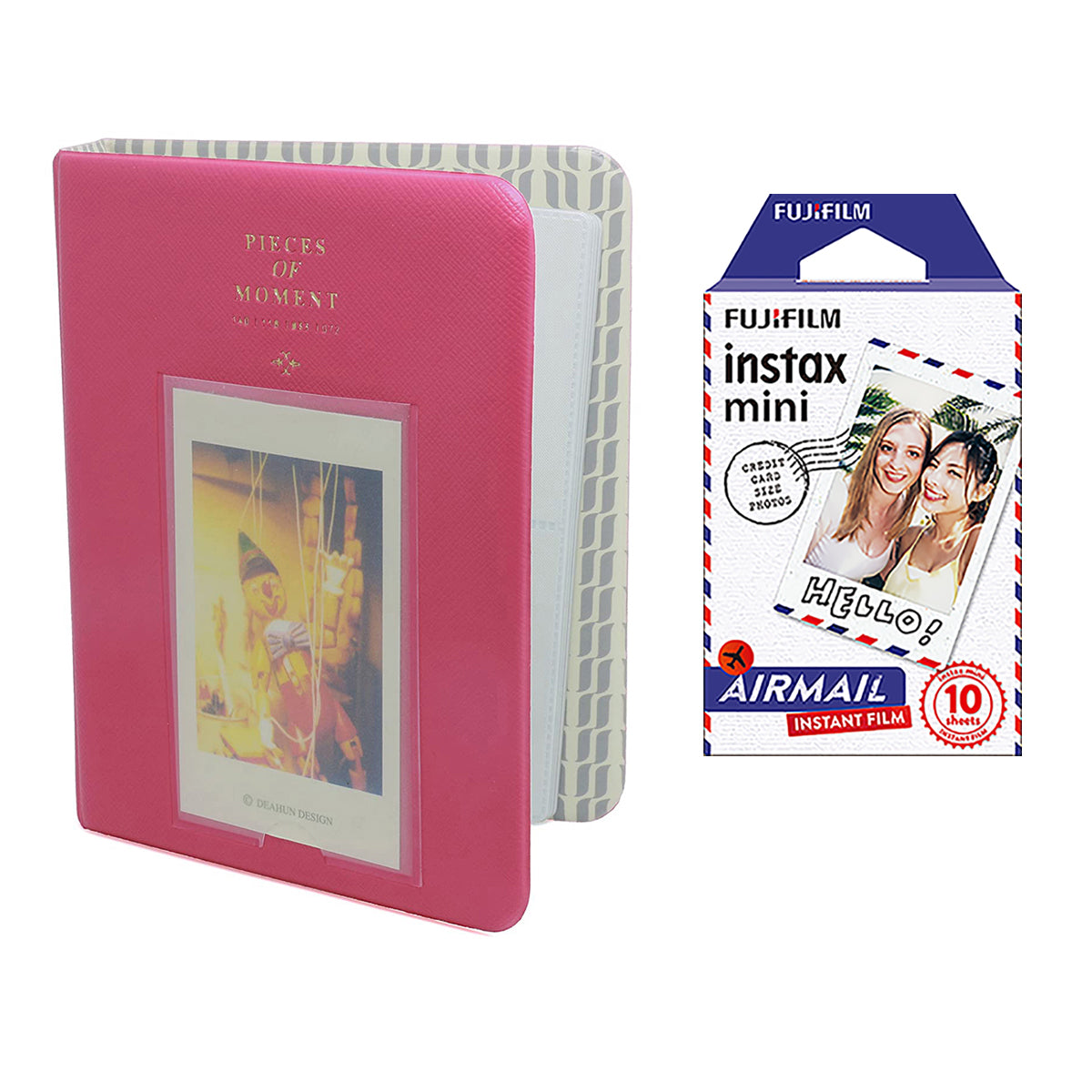 Fujifilm Instax Mini 10X1 airmail Instant Film with Instax Time Photo Album 64 Sheets Rose red