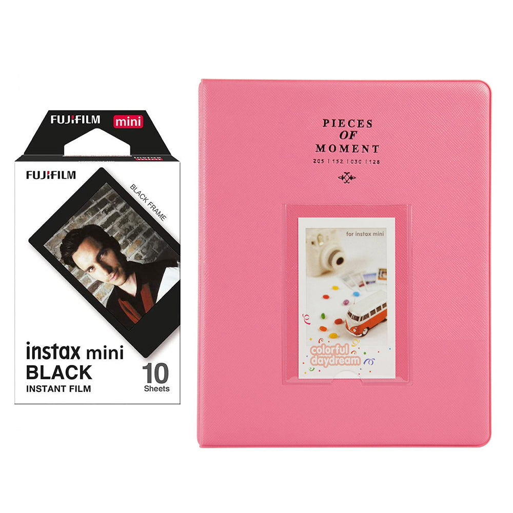 Fujifilm Instax Mini 10X1 black border Instant Film With 128-sheet Album for mini film (FLAMINGO PINK)