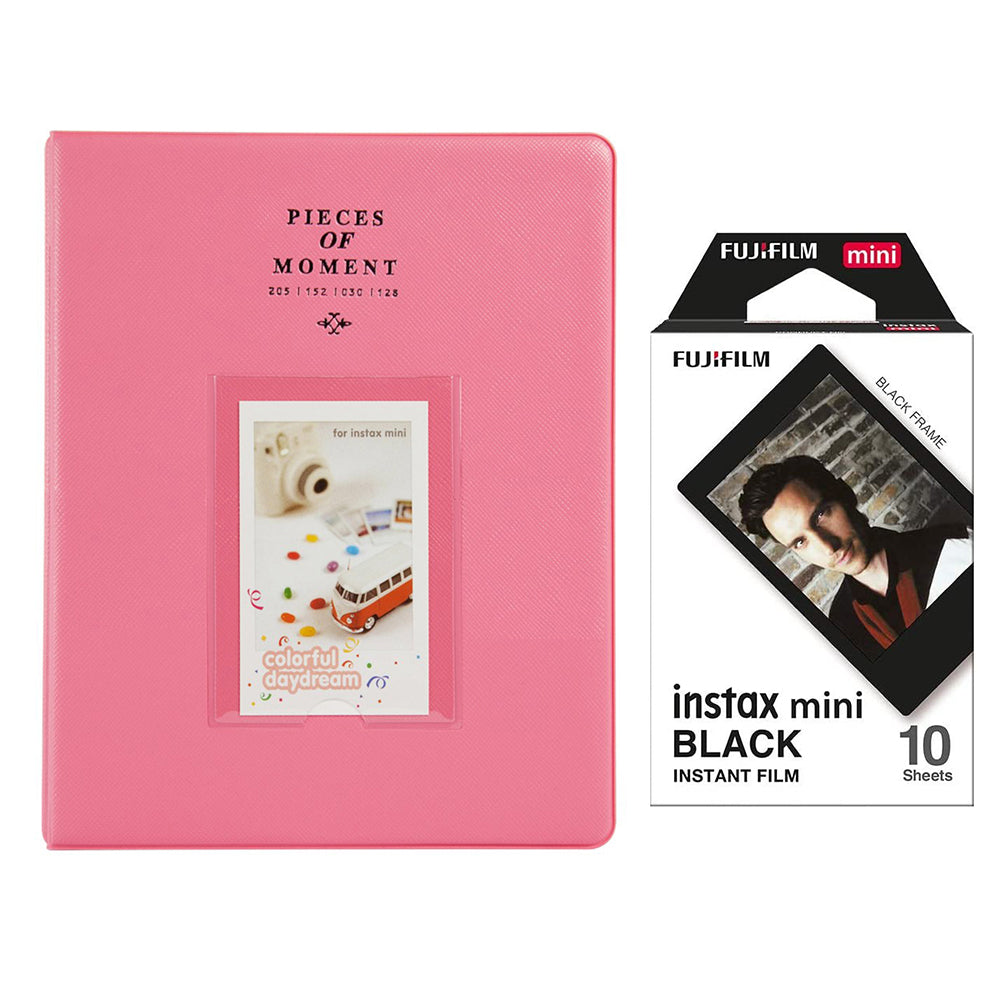 Fujifilm Instax Mini 10X1 black border Instant Film With 128-sheet Album for mini film (FLAMINGO PINK)