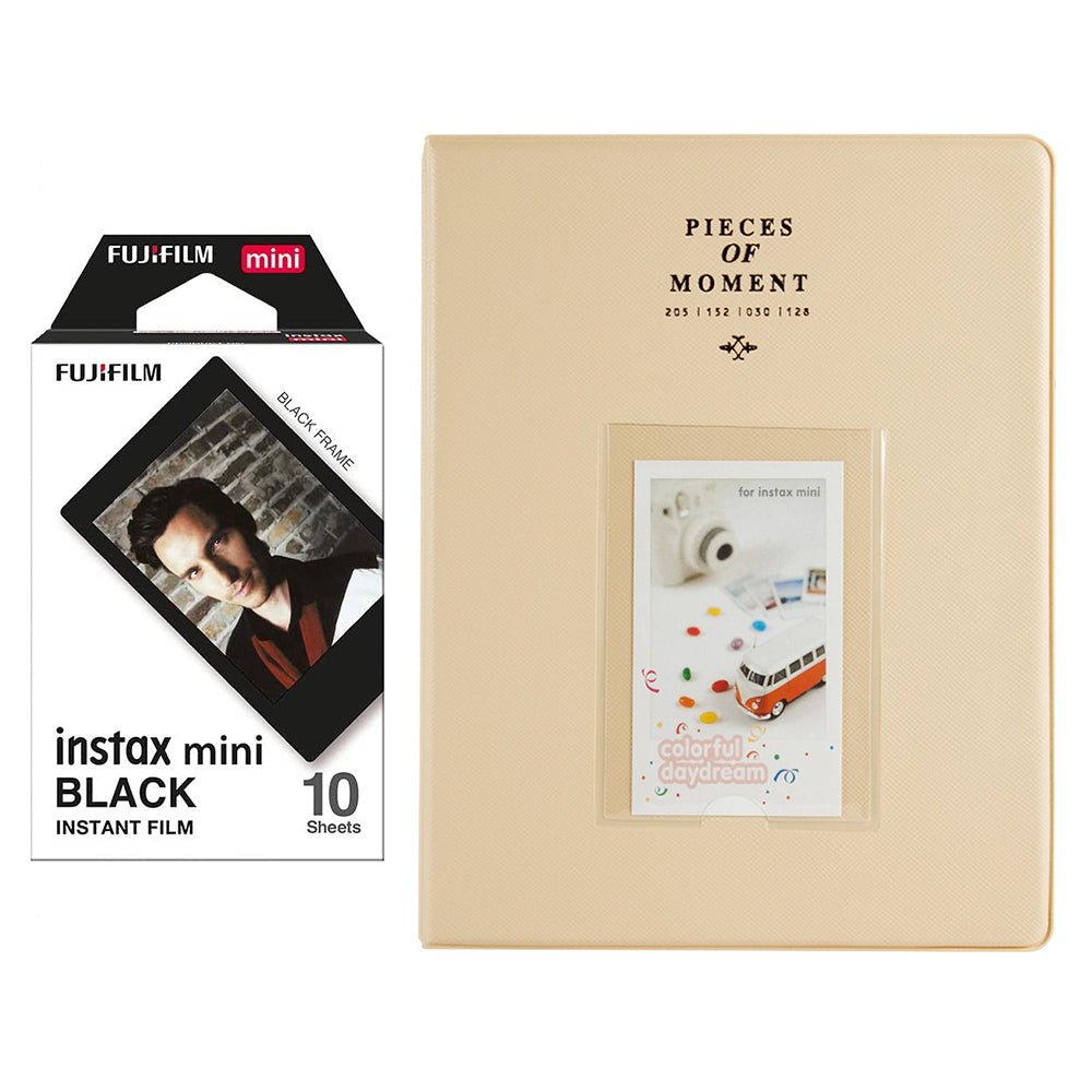 Fujifilm Instax Mini 10X1 black border Instant Film With 128-sheet Album for mini film (beige)