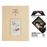 Fujifilm Instax Mini 10X1 black border Instant Film With 128-sheet Album for mini film Beige