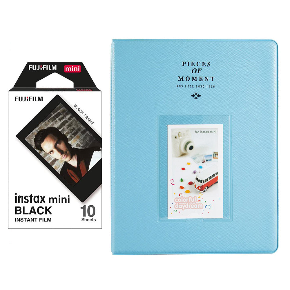 Fujifilm Instax Mini 10X1 black border Instant Film With 128-sheet Album for mini film (blue)
