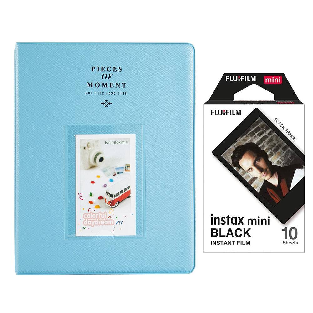 Fujifilm Instax Mini 10X1 black border Instant Film With 128-sheet Album for mini film (blue)