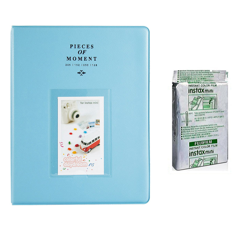 Fujifilm Instax Mini 10X1 black border Instant Film With 128-sheet Album for mini film (blue)