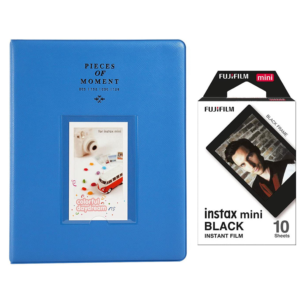 Fujifilm Instax Mini 10X1 black border Instant Film With 128-sheet Album for mini film Cobalt blue