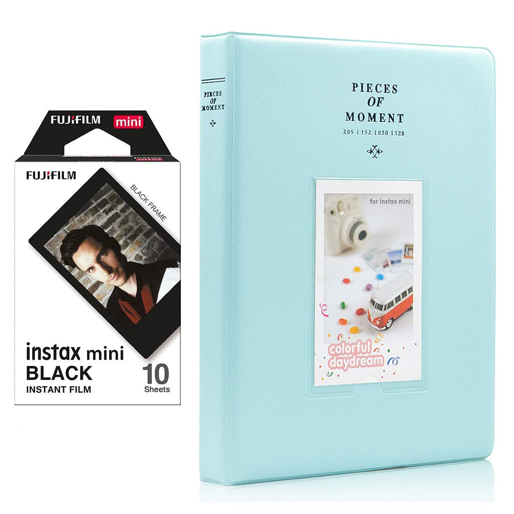 Fujifilm Instax Mini 10X1 black border Instant Film With 128-sheet Album for mini film (ice blue)