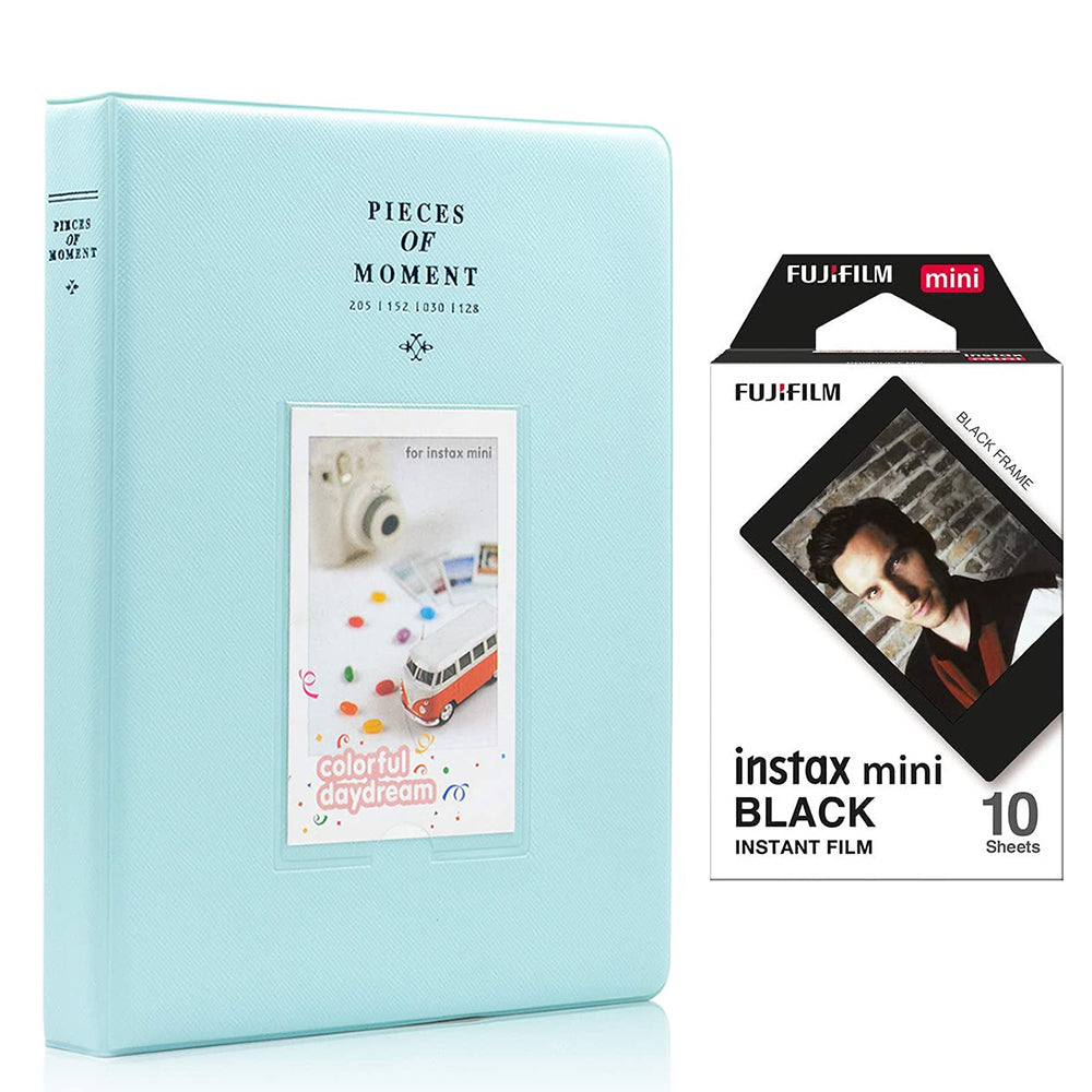Fujifilm Instax Mini 10X1 black border Instant Film With 128-sheet Album for mini film Ice blue
