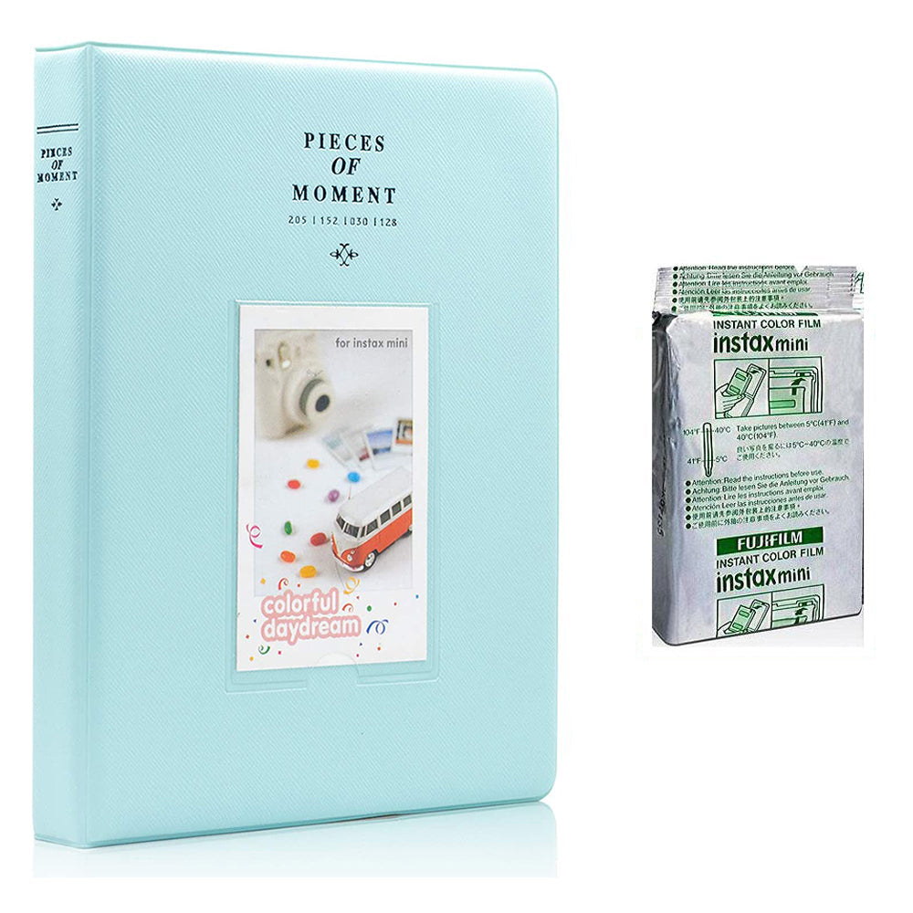 Fujifilm Instax Mini 10X1 black border Instant Film With 128-sheet Album for mini film (ice blue)