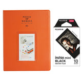 Fujifilm Instax Mini 10X1 black border Instant Film With 128-sheet Album for mini film Orange