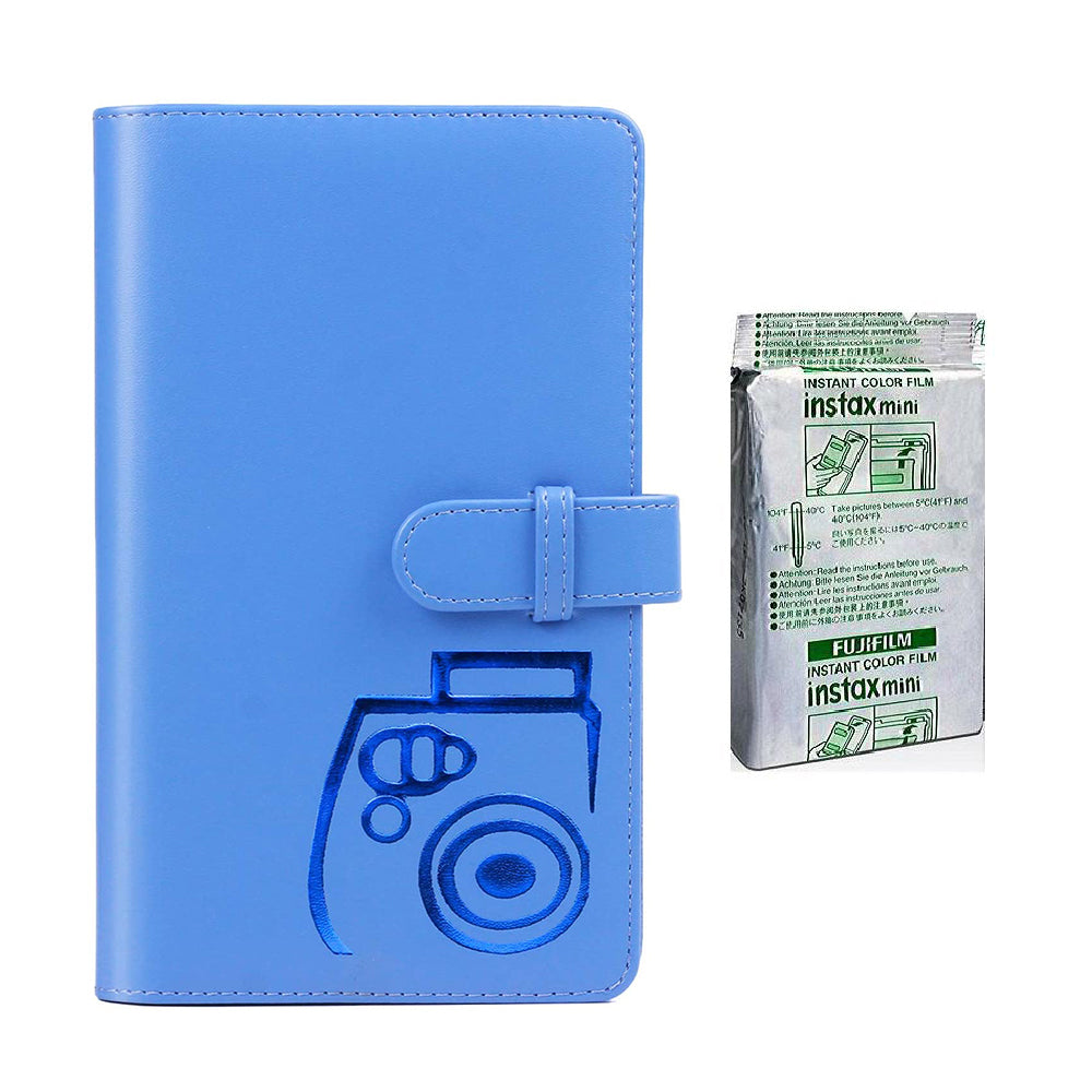 Fujifilm Instax Mini 10X1 black border Instant Film with 96-sheet Album for mini film Cobalt blue