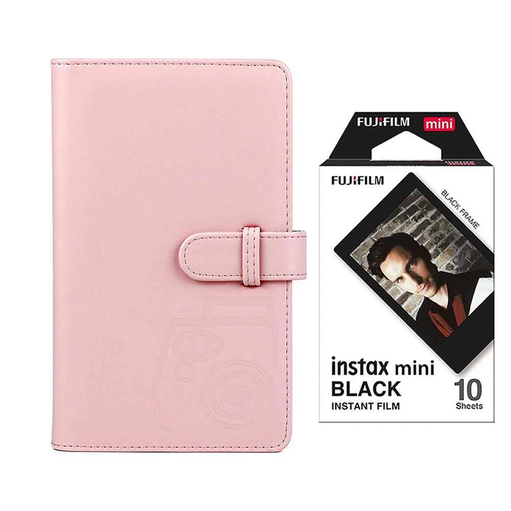 Fujifilm Instax Mini 10X1 black border Instant Film with 96-sheet Album for mini film (Blush pink)