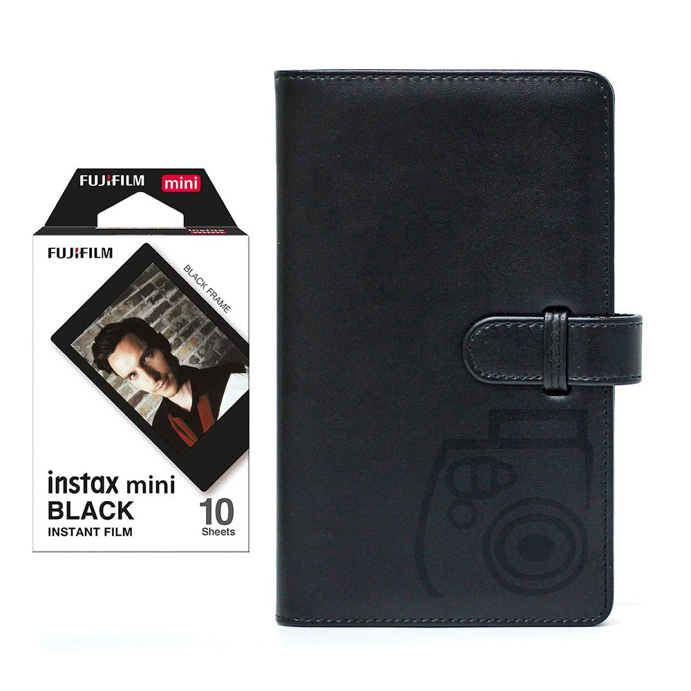 Fujifilm Instax Mini 10X1 black border Instant Film with 96-sheet Album for mini film (Charcoal gray)