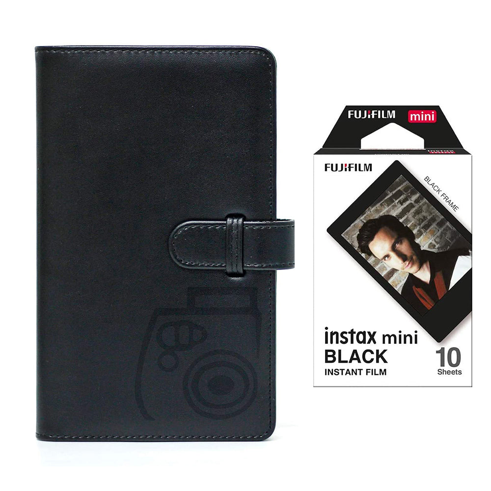 Fujifilm Instax Mini 10X1 black border Instant Film with 96-sheet Album for mini film (Charcoal gray)