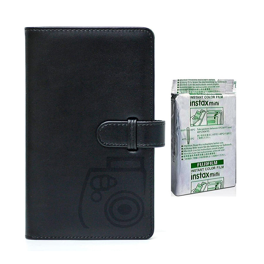 Fujifilm Instax Mini 10X1 black border Instant Film with 96-sheet Album for mini film Charcoal gray